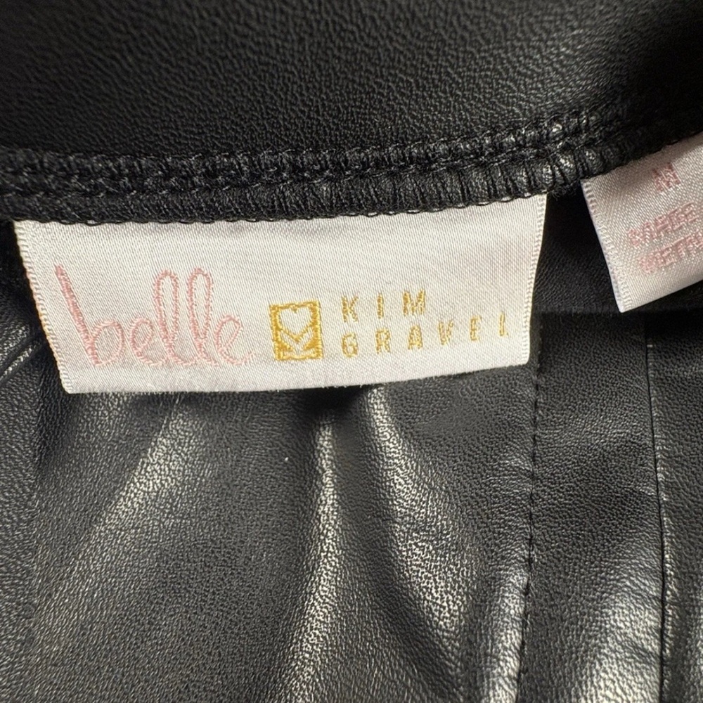 Belle by Kim Gravel Women's Top Sz M Faux Leather Knit Back Black A667151 - Picture 9 of 10